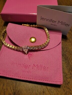 Diamonique x Jennifer Miller SIGNATURE HEART Tennis Bracelet,Sterling Silver
